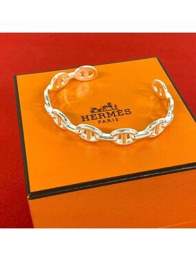 Hermes Included Enchainee Bangle 925 Sterling Silver Bracelet